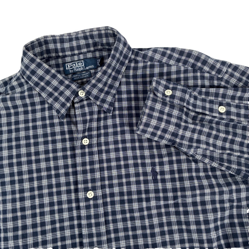 Mens Polo Ralph Lauren Lowell Sport Long Sleeve Button Up Shirt Size Large Blue